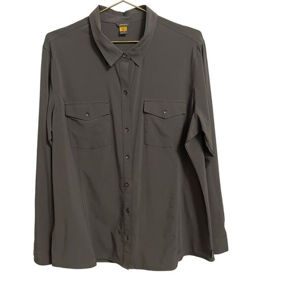 Eddie Bauer Olive Green Button Down Camp Outdoor Shirt Size 2XL - Picture 1 of 7